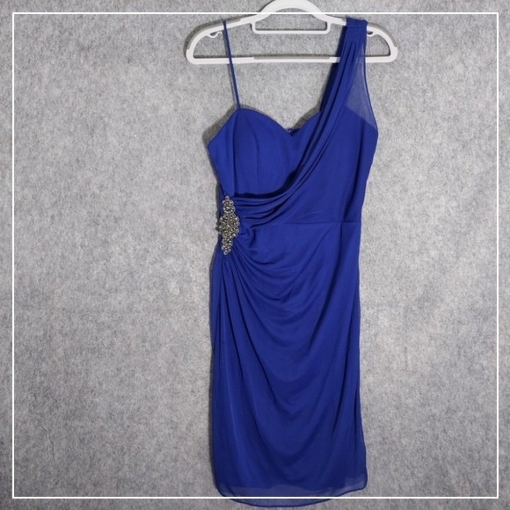 Vintage Cache Dress 4 Cinched Ruched Royal Beaded Usa Evening Cocktail Romantic